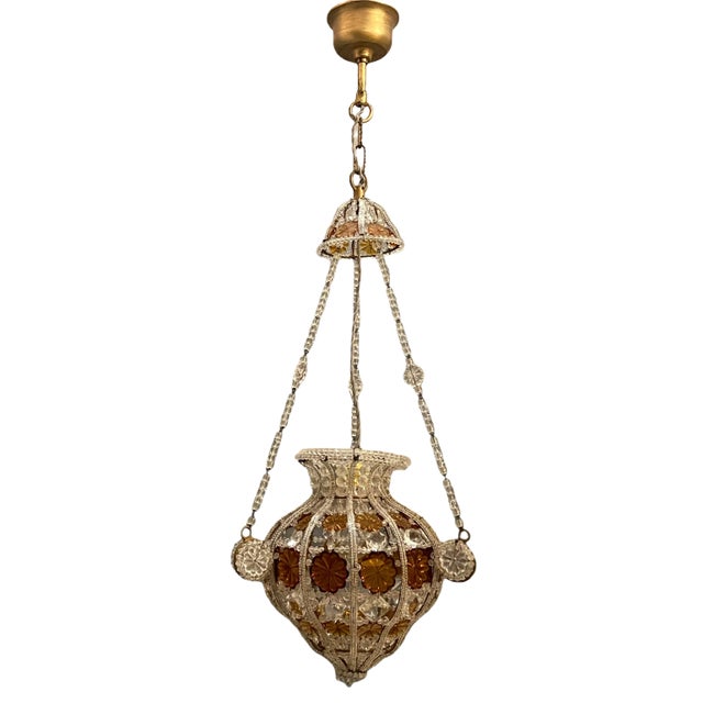 Beaded Crystal Pendant Lamps from Bacci Firenze, 1970s, Set of 2 For Sale