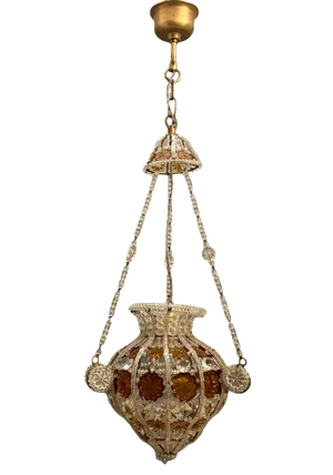 Beaded Crystal Pendant Lamps from Bacci Firenze, 1970s, Set of 2