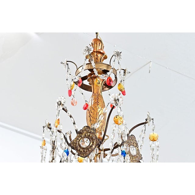 Italian Italian 18th Century Giltwood & Crystal Chandelier For Sale - Image 3 of 17