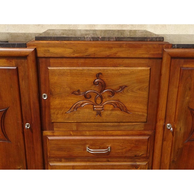 Large Sideboard in Walnut and Black Marble, 1950s For Sale - Image 17 of 18