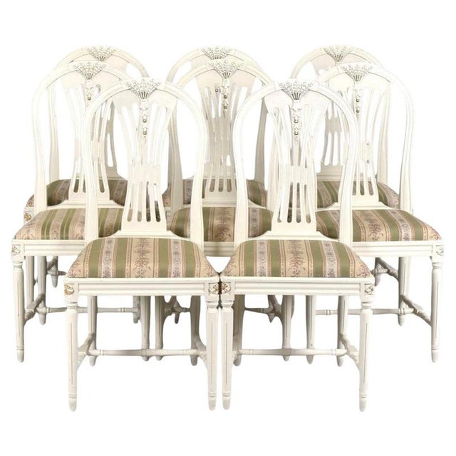 1950s Swedish Gustavian Style Axet Dining Chairs, 1950s, Set of 8 For Sale - Image 5 of 5