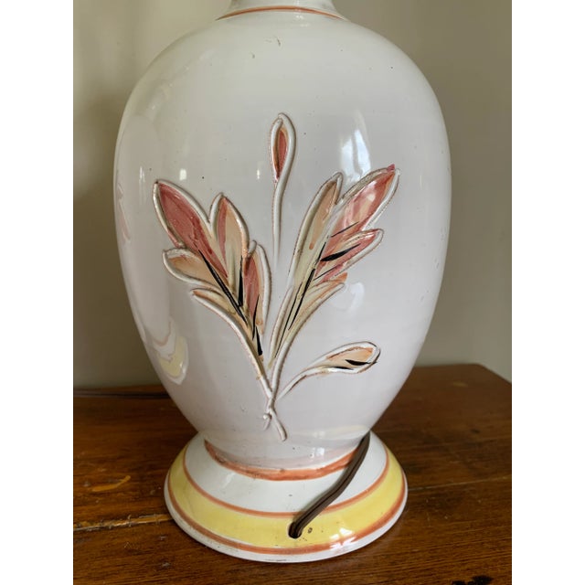 Ceramic 1980s Italian Ceramic Table Lamps With Flower Design - a Pair For Sale - Image 7 of 9