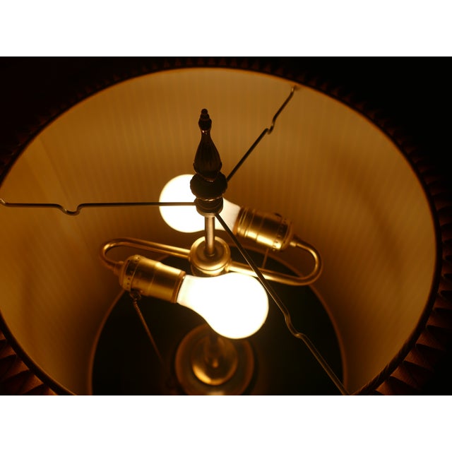 Brass Mid 20th Century Authentic Marbro Monumental Brass Table Lamps With Original Pleated Shades - a Pair For Sale - Image 8 of 18