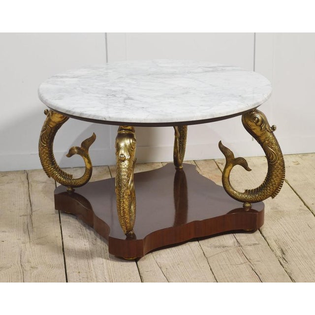 Marble and Gilt Metal Dolphin Coffee Table, 1890s For Sale - Image 5 of 6