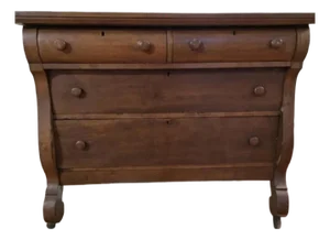 Antique American Empire-Style Solid Wood Chest of Drawers, Circa 1840–1860 (Historic)