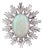 1960s 18 Karat White Gold 10 Carat Fine White Opal and Diamond Pin/ Pendant For Sale