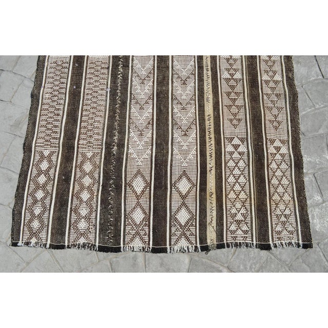 Vintage Primitive Rug Hand Woven Cotton Anatolian Kilim Rug - 3'8" X 5'6" For Sale - Image 6 of 10