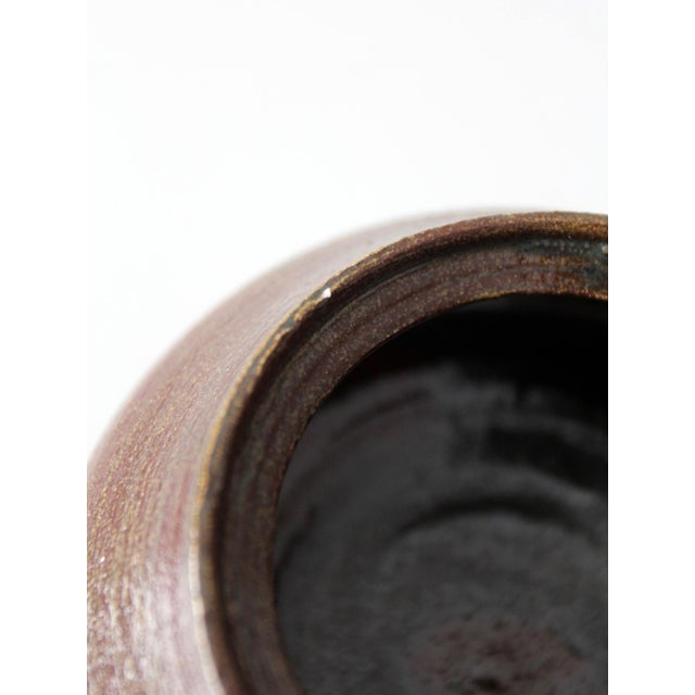 Brown Vintage Handmade Studio Pottery Vase For Sale - Image 8 of 9