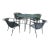 Midcentury Modern Black Wrought Iron Patio Dining Table and 4 Chairs For Sale