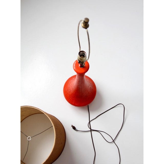 Mid 20th Century Mid-Century Modern Orange Ceramic Table Lamp For Sale - Image 15 of 16
