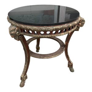 French 18th Century Polychrome Painted Louis XVI Gueridon Table With Black Granite Top