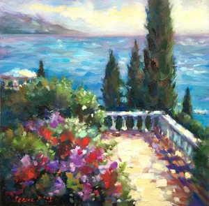 Seascape Coast Oil Original Painting Contemporary by Valeriya Serova
