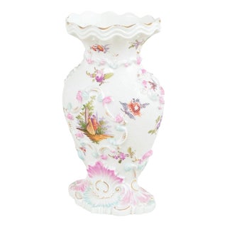 19th Century Porcelain Vase with Relief Decoration and Fête Galante Scenes from Meissen For Sale