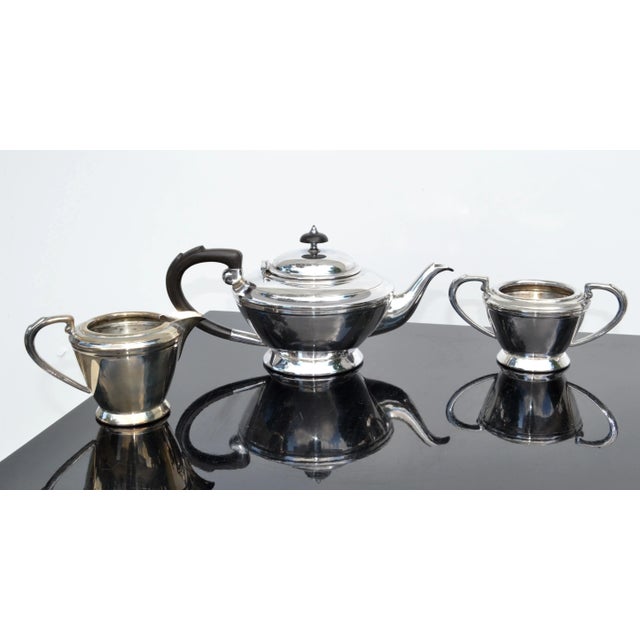 Hallmark English George I Style Silver Plated 3 Pieces Tea Set Bakelite Handle For Sale In Miami - Image 6 of 12