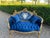 1940 French Louis XVI Gold Beech Blue Velvet Settee For Sale - Image 18 of 18