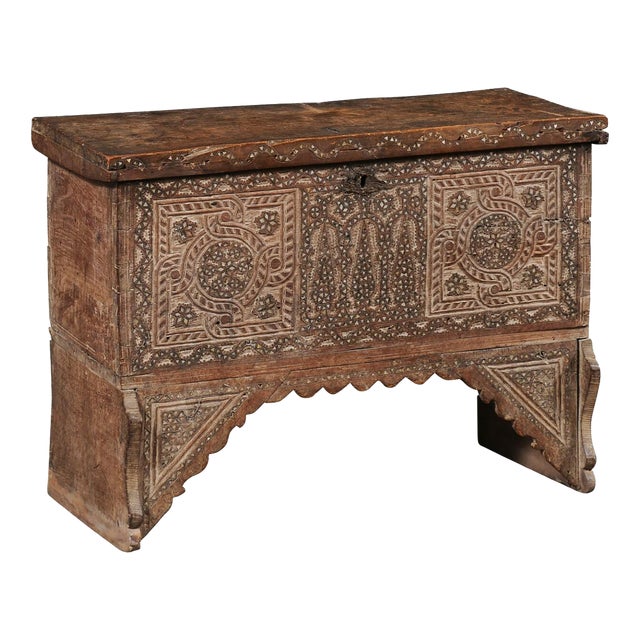19th Century Moorish Raised Wooden Chest For Sale