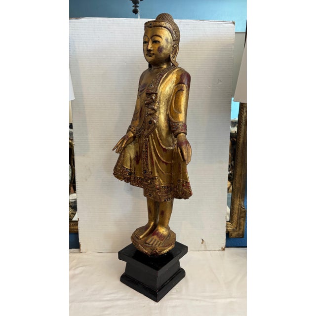 Figurative 1950s Carved Wood Thai Figure of a Deity For Sale - Image 3 of 11