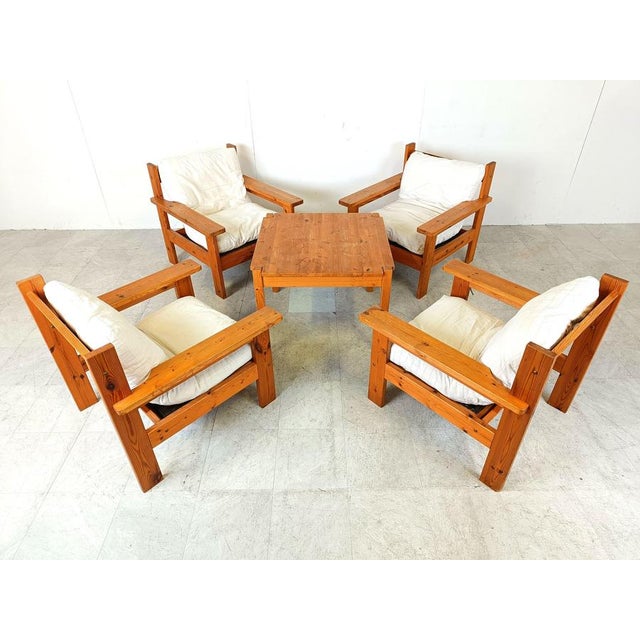 Wood Vintage Pinewood Armchairs, 1980s, Set of 4 For Sale - Image 7 of 12