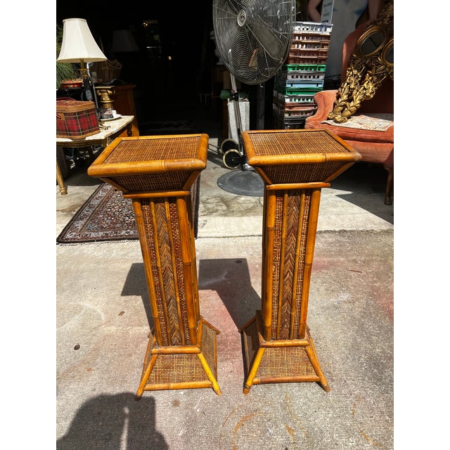 1970s Pair of Bamboo Plant Stand Pillars For Sale - Image 9 of 12