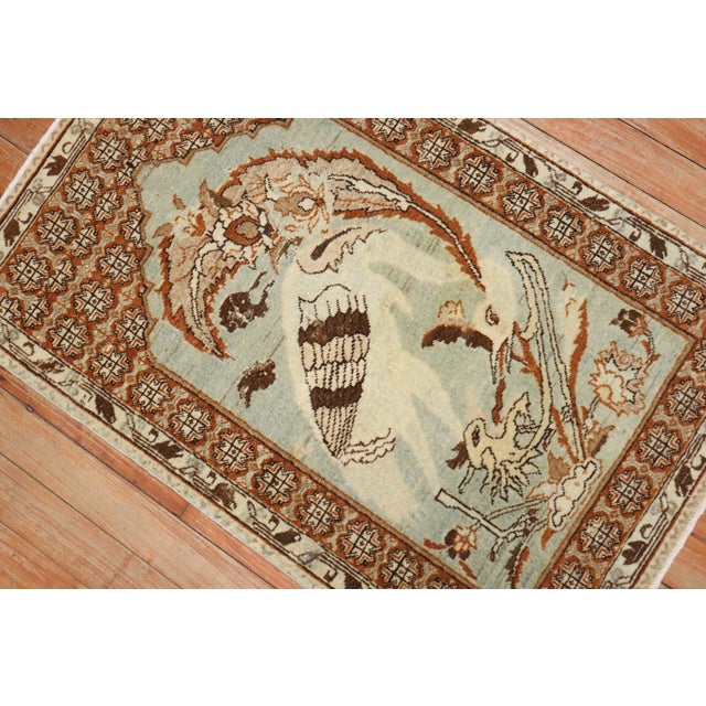 Persian Antique Zabihi Collection Persian Tabriz Rooster Swan Rug Mat For Sale - Image 3 of 5
