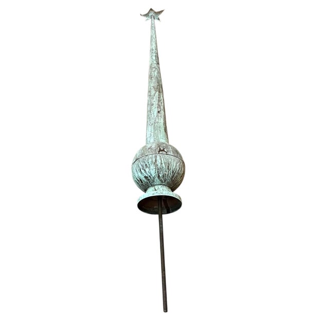 Antique Copper Architectual Rooftop Finial With Verdigris Aged Patina For Sale - Image 9 of 10