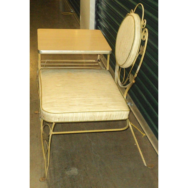 American Antique Vintage Telephone Gossip Metal Ornate Bench For Sale - Image 3 of 7