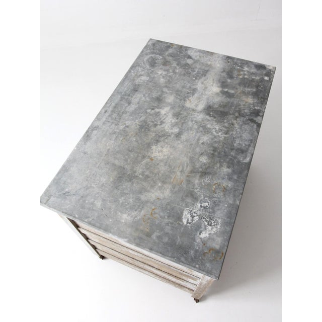 Antique Farmhouse Kitchen Work Table With Galvanized Top For Sale - Image 12 of 18