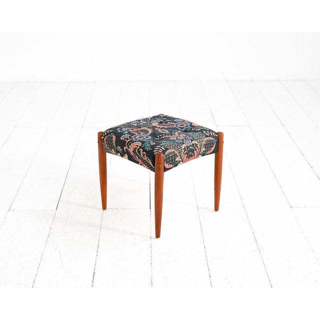 Wood Scandinavian Teak Stool with Padded Seat, 1970s For Sale - Image 7 of 7