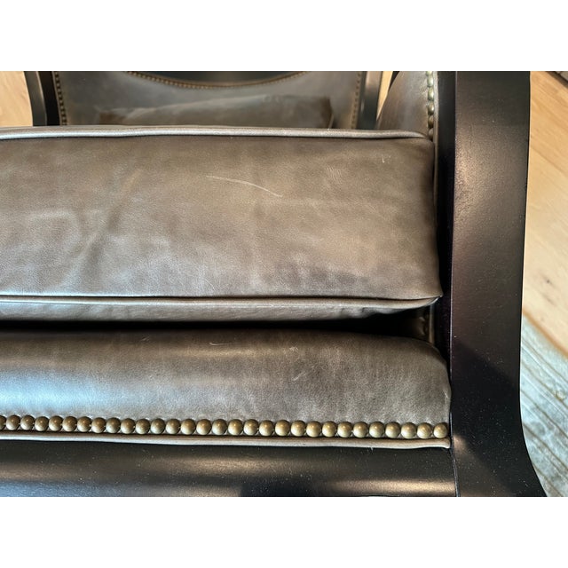 Charcoal Arhaus Catania Wingback Chair & Matching Ottoman in Libby Smoke For Sale - Image 8 of 17