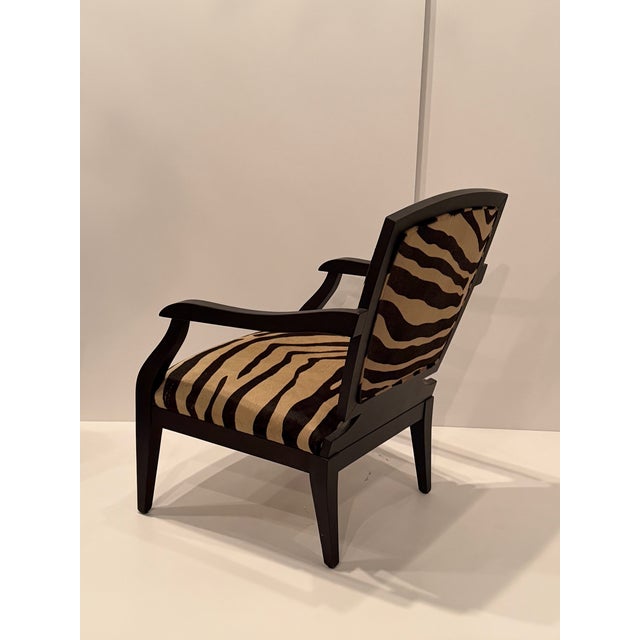 Faux Zebra Printed Cowhide Club Chairs - A Pair For Sale - Image 11 of 18