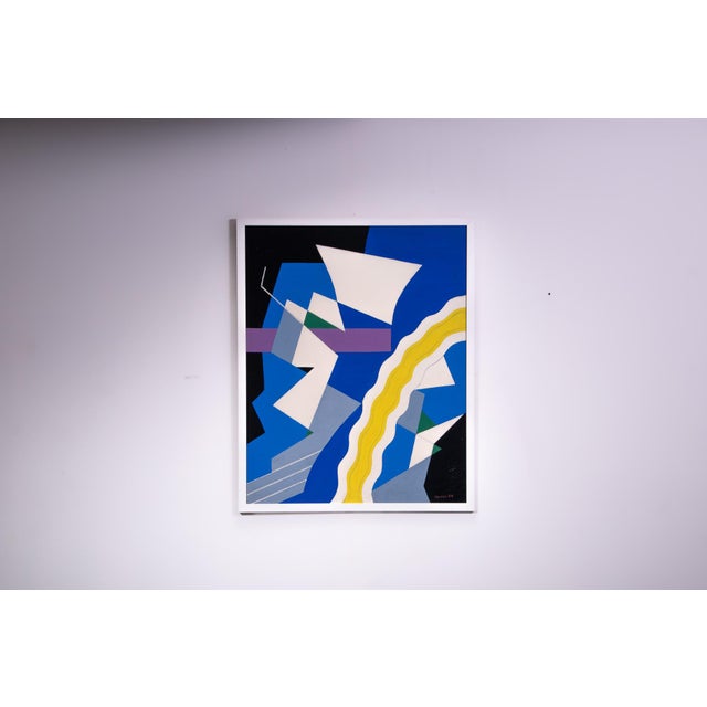 Jozef Mees, Abstract Composition, 1983, Oil Painting on Cardboard For Sale - Image 12 of 12