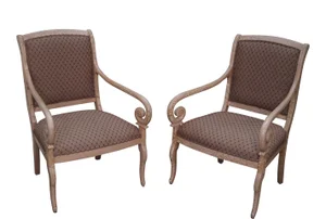 Crackle Painted Regency Arm Chairs - Pair