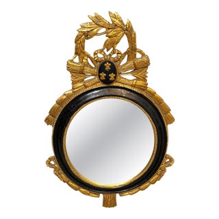 Carvers' Guild Louis XVI Style Giltwood & Ebonized Oval Wall Mirror, Circa 1965 For Sale