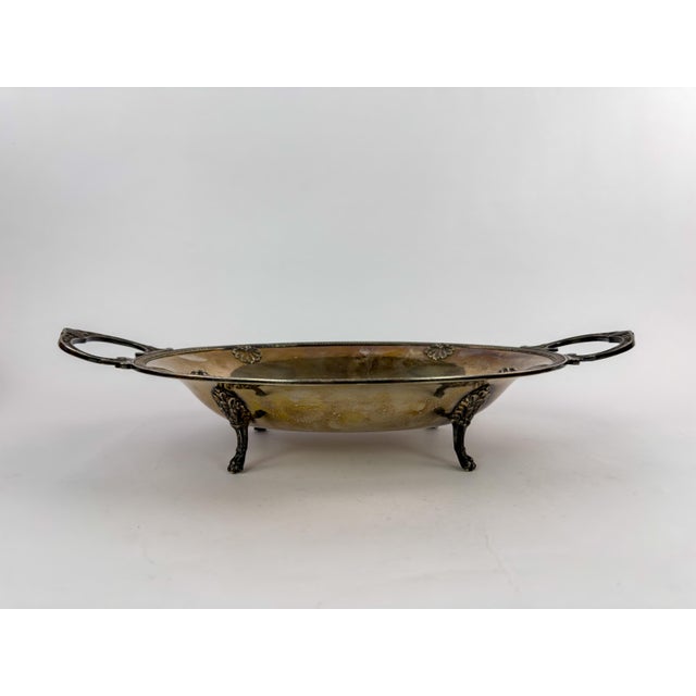 Early 20th Century Silver-Plated Oval Centerpiece Platter With Handles For Sale - Image 11 of 16