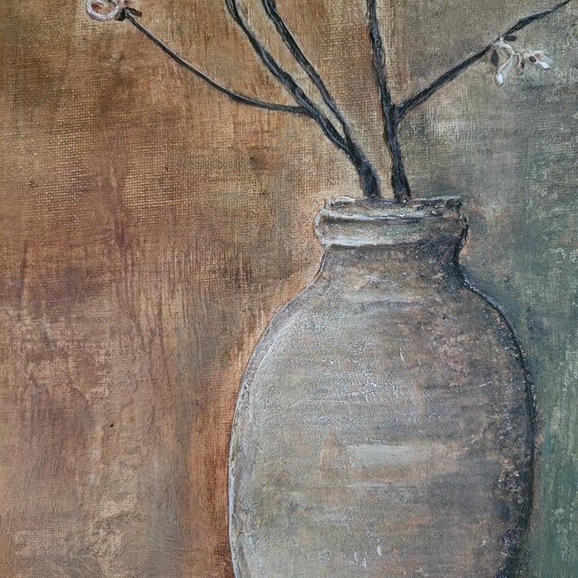 2020s Acrylic Painting on Panel Rustic Pot and Branch For Sale - Image 5 of 5