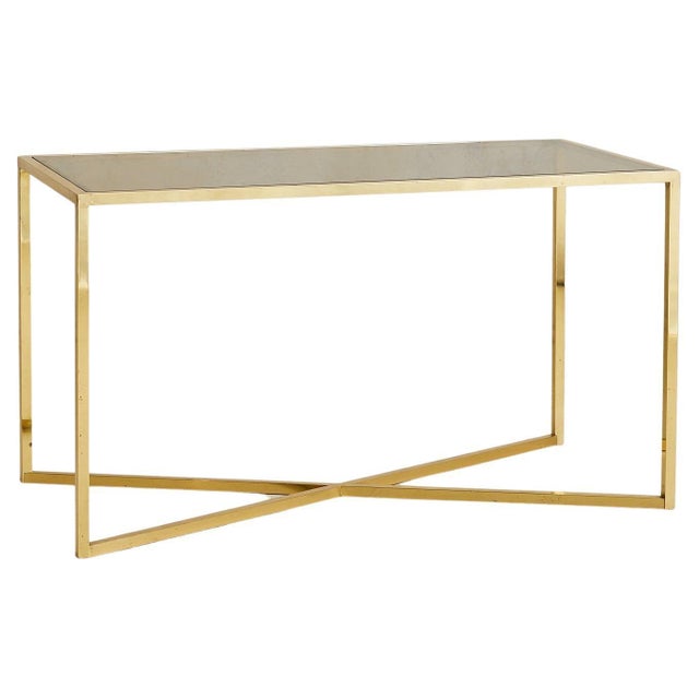 French Brass X-Base Desk with Smoked Glass Top, 1970s - 2 Available For Sale - Image 9 of 18