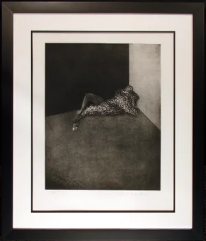 1982 "Self Portrait in Barcelona" Contemporary Southwestern Etching by Fritz Scholder, Framed