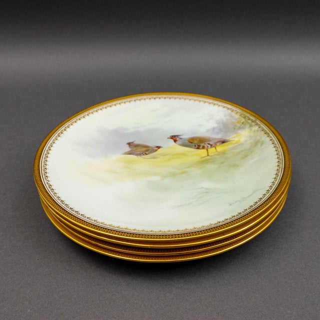 Mid-Century Modern Mid 20th Century Royal Doulton England Joseph Hancock Hand Painted Bird Cabinet Plates - Set of 4 For Sale - Image 3 of 9