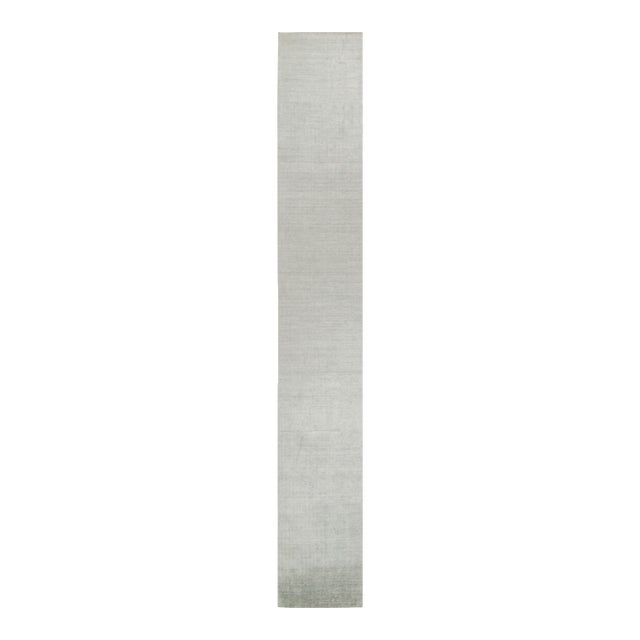 2010s Rug & Kilim’s Plain Modern Rug in Solid Silver-Gray Tone-on-Tone - 3x20 For Sale