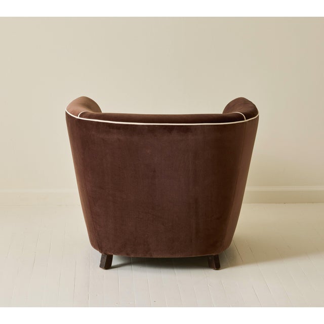 Danish Art Deco Club Chair in Velvet, 1940's. For Sale - Image 4 of 7