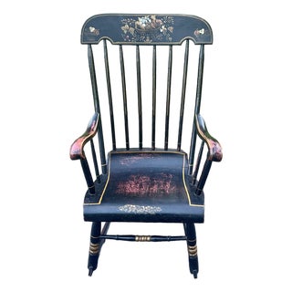 Antique 19th Century Decorated Boston Rocker For Sale