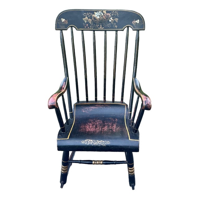 Antique 19th Century Decorated Boston Rocker For Sale