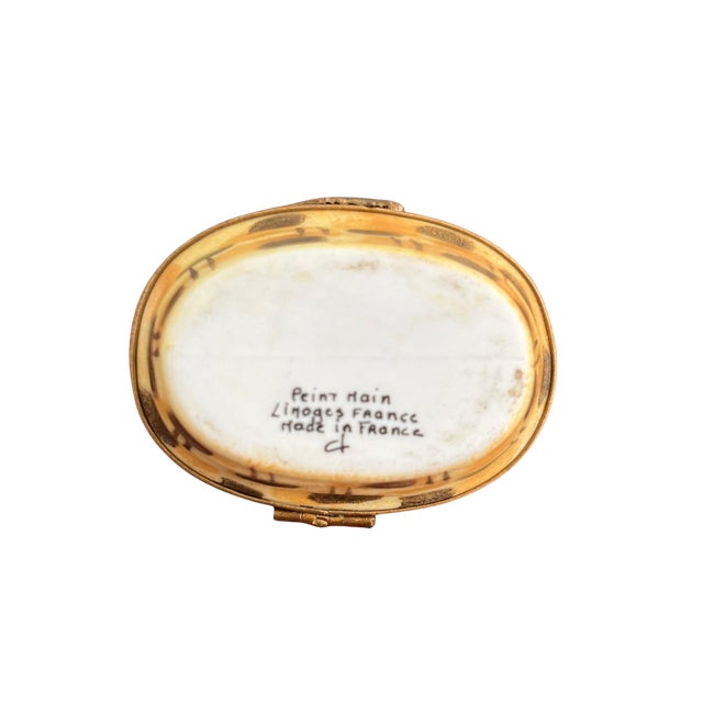 Limoges, France Vintage Limoges Made in France Detailed Painted Cat Trinket Box With Yarn Inside For Sale - Image 4 of 5