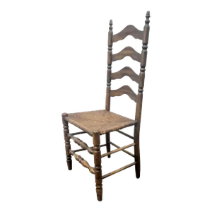 Mid 20th Century Mid-Century Walnut and Rush Seat Ladderback Chair