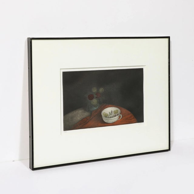 Mid-Century Modern Mid-Century Modernist Mezzotint Still Life by Tomoe Yokoi For Sale - Image 3 of 9