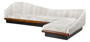 Adrian Pearsall Cloud Sofa Sectional Restored in Faux Fur Snow Leopard