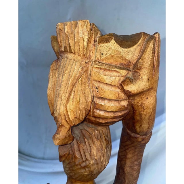 Brown Vintage 1934 Tall Standing Wood Figure For Sale - Image 8 of 10