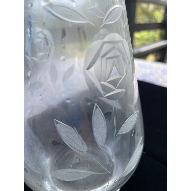 Glass Vintage Roumanian Etched Glass Wine Decanter For Sale - Image 7 of 8