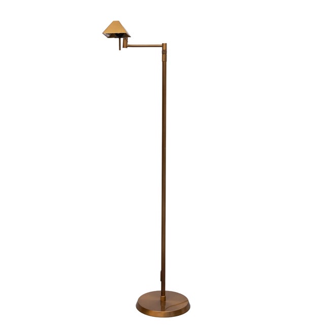 Mid-Century Modern Holtkotter Bronze Swing Arm Floor Lamp, Germany, 1980s For Sale - Image 3 of 13
