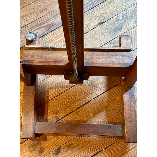 Wood Antique Reeves & Sons London Artist Studio Easel, Early 20th C., Crank Adjustable, Original Patina For Sale - Image 7 of 7